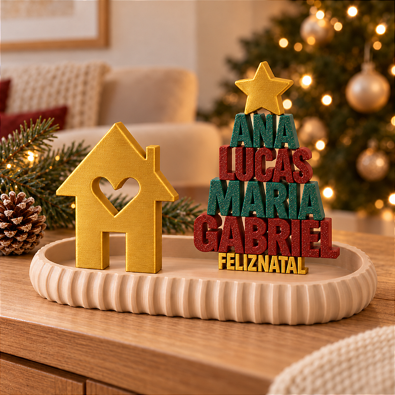 Kit Natal em Família Personalizado – Casinha Dourada