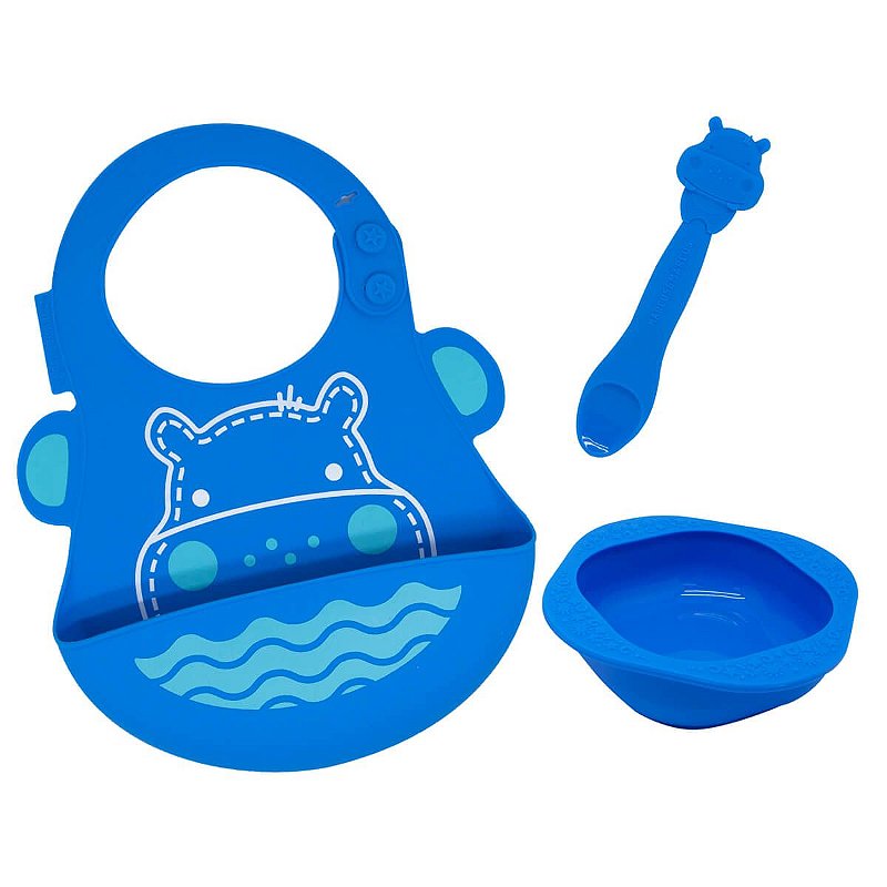 Kit Alimentação em Silicone Hipopótamo - Marcus & Marcus