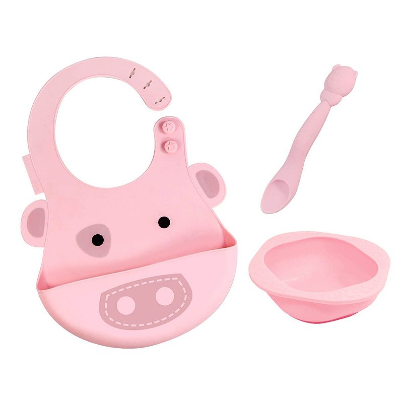 Kit Alimentação em Silicone Porquinha - Marcus & Marcus