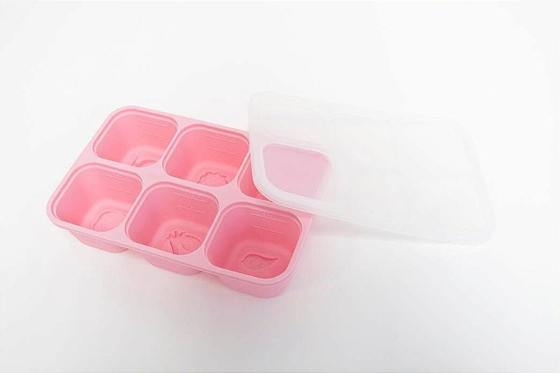Porta Papinha de Silicone com Tampa 6 Cubos (60ml) Porquinha - Marcus & Marcus