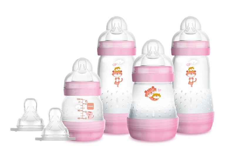 Kit Mamadeira MAM Easy Start First Bottle Anti-Cólica e Auto-Esterilizáveis Menina