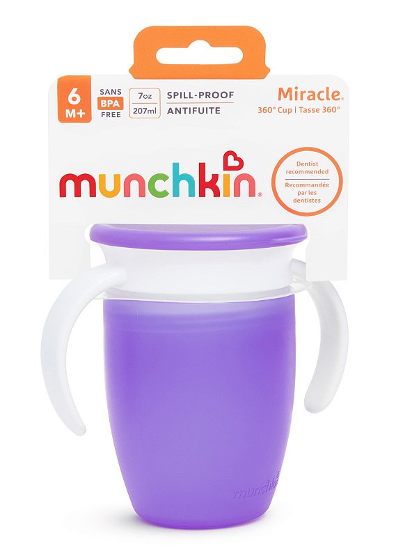 Copo de Treinamento 360 com Tampa (Miracle Cup) Roxo - Munchkin