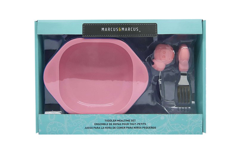 Kit Tigela de Sucção e Talheres Porquinha - Marcus & Marcus