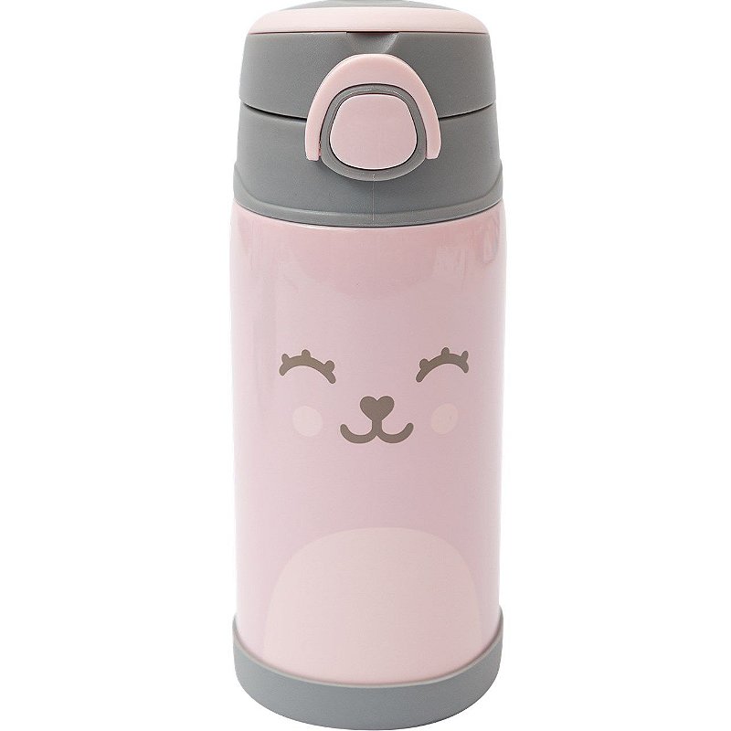 Garrafa Térmica Infantil Parede Dupla Gumy Rosa - Buba