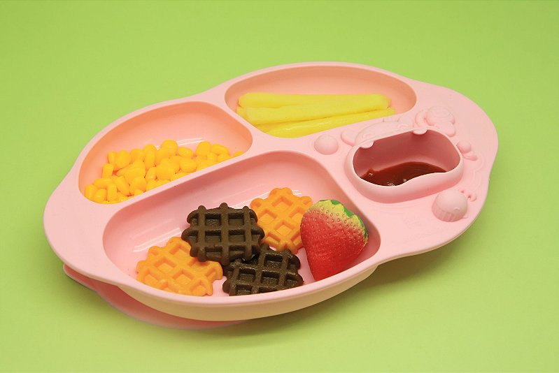 Kit Alimentação Prato com Divisórias e Sucção e Talheres Porquinha - Marcus & Marcus