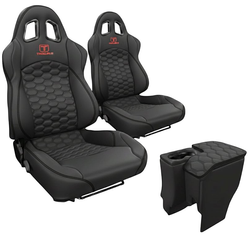 Par de Bancos Rallye Design Stradale em Courvin + Console para Troller ...