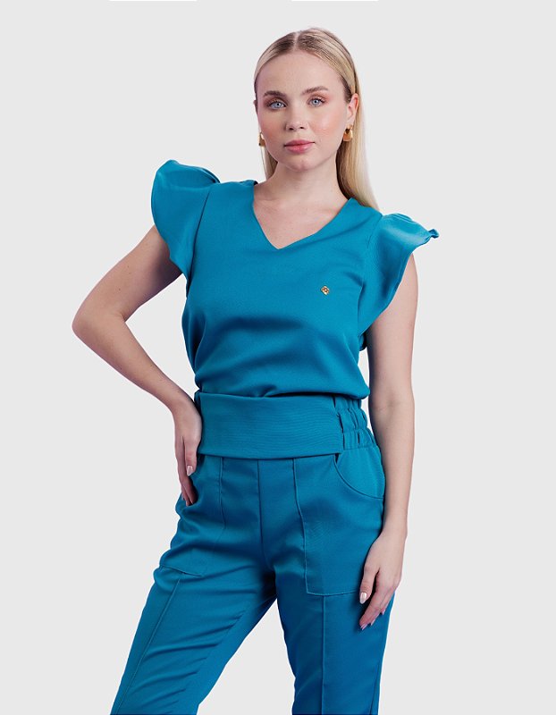 Scrub Feminino Mariah Azul Petróleo