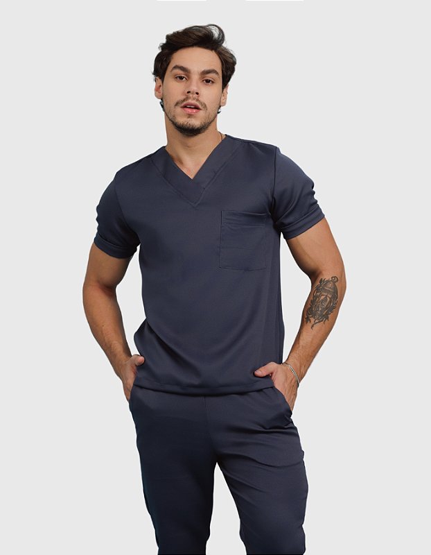 Scrub Masculino Arthur Cinza Chumbo