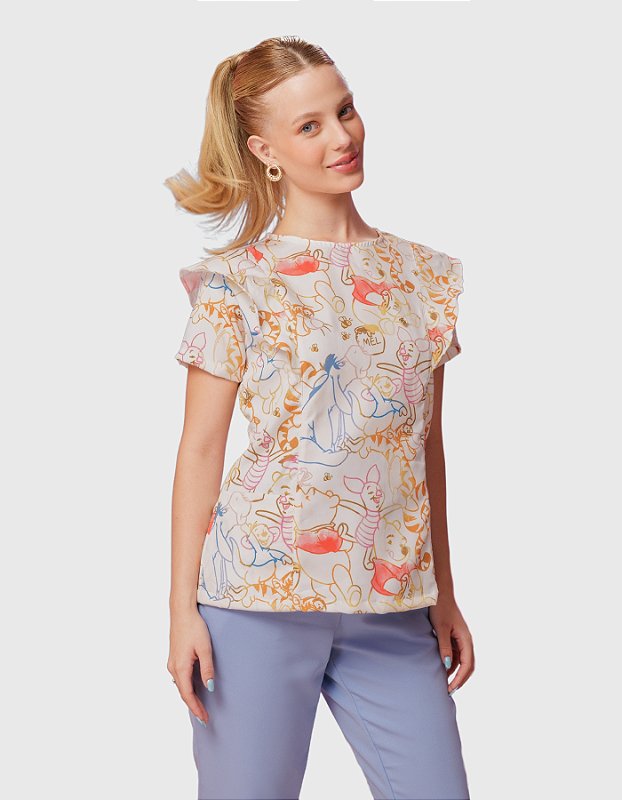 Scrub Feminino Laila Estampa Pooh