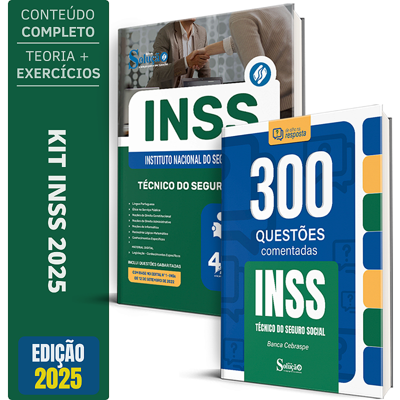 Combo Apostila Técnico do INSS 2025 + 300 Questões Comentadas - Solução ...