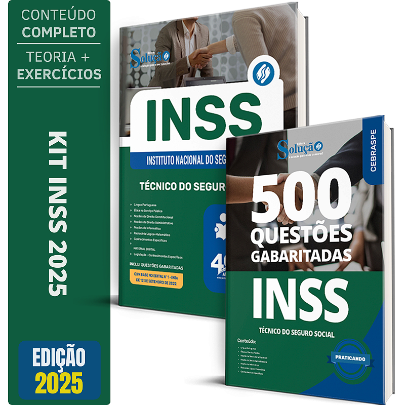 Kit Apostila Técnico do INSS 2025 + Livro Questões - Editora Solução ...