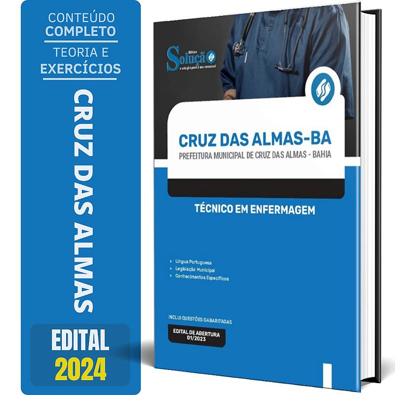 Apostila Prefeitura de Cruz das Almas BA 2024 Técnico em Enfermagem