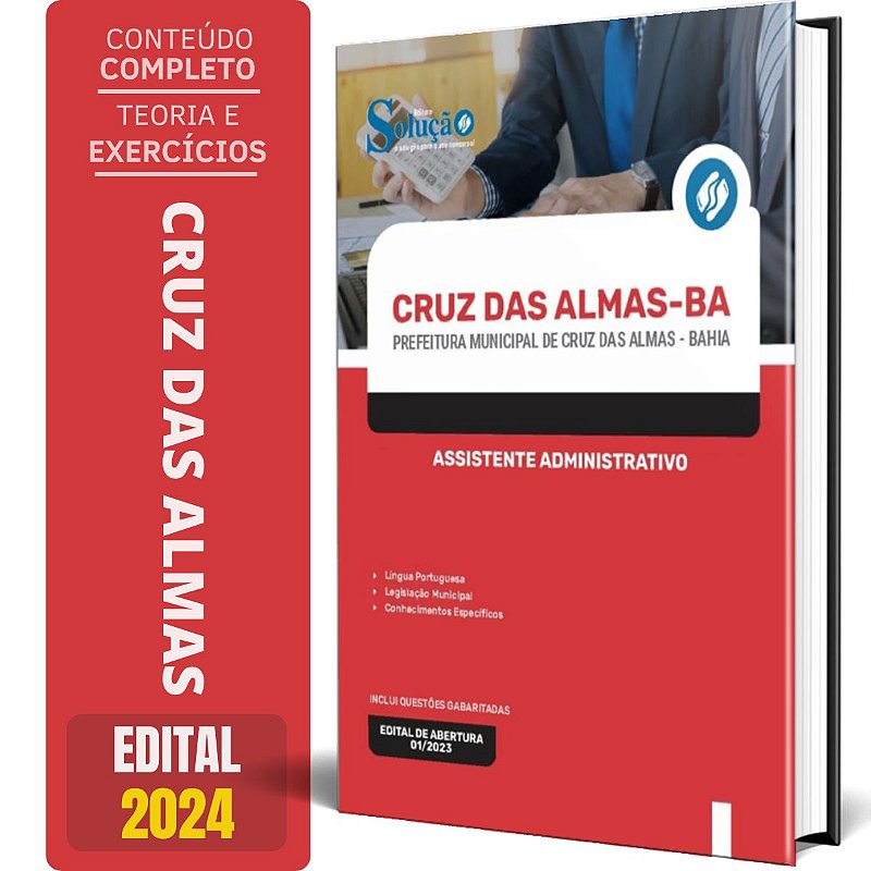 Apostila Prefeitura de Cruz das Almas BA 2024 Assistente