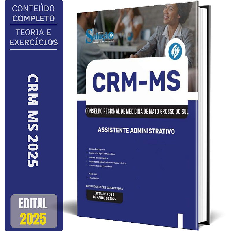 Apostila CRM MS 2025 - Assistente Administrativo - Solução Concursos ...