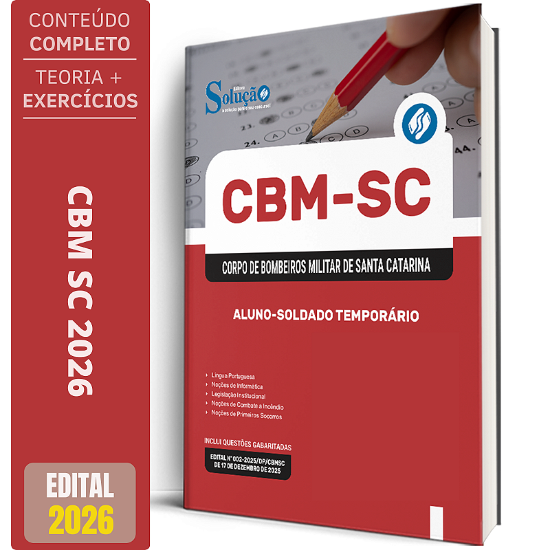 Apostila CBM SC 2026 - Aluno-Soldado Temporário - Solução Concursos ...