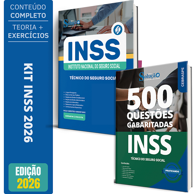 Kit Apostila Concurso Técnico Do Inss 2026 + Livro De Questões ...