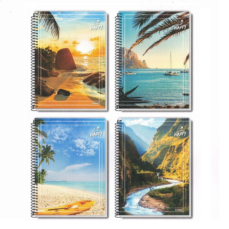 KIT C/4 CADERNOS UNIV. 10X1 HAPPY ADVENTURE 200F CREDEAL - Vogas Magazine