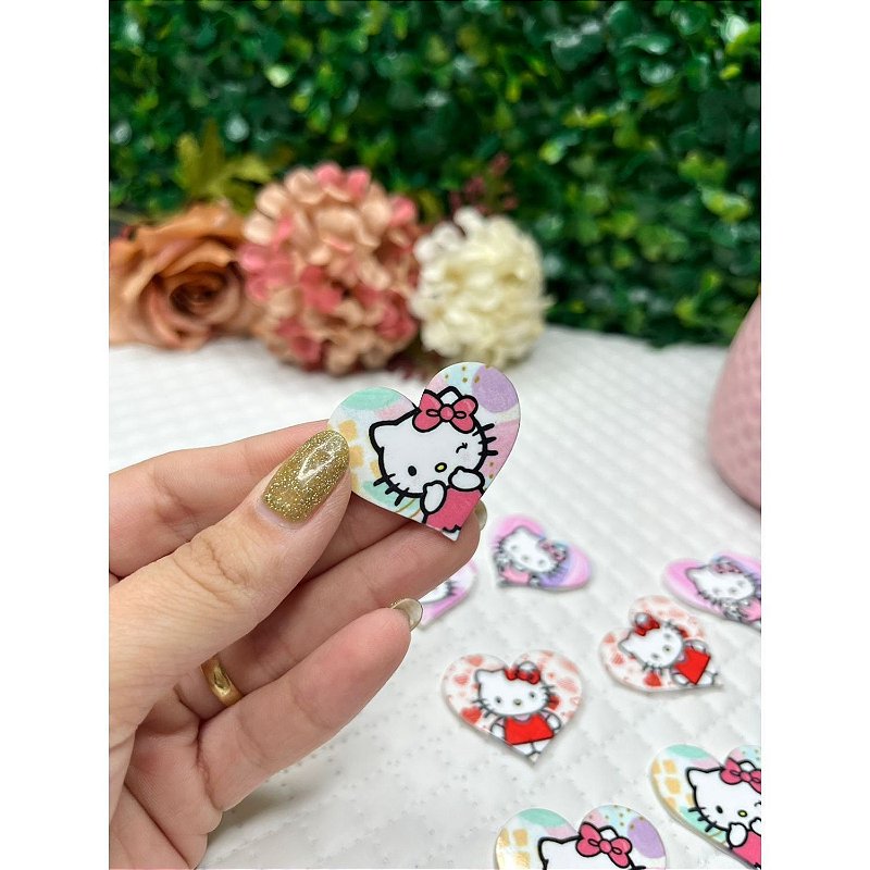 Aplique de Acrílico Coração Hello Kitty Candy - Unidade - Encontro das ...