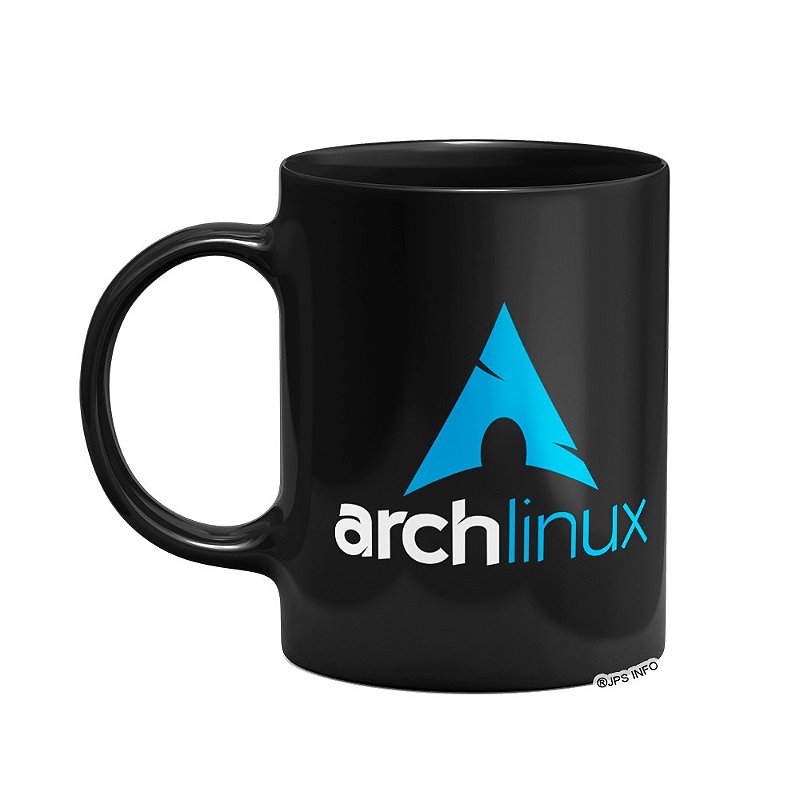 Caneca Arch Linux preta - Fun Geek Store