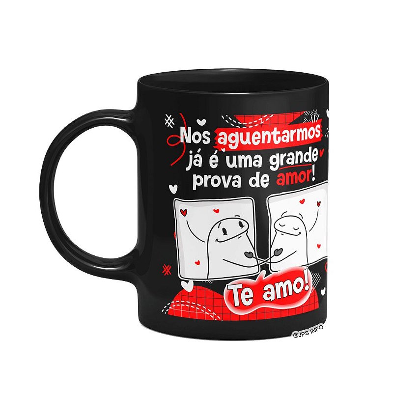 Caneca Flork Namorados Nossa Prova De Amor Preta Fun Geek Store