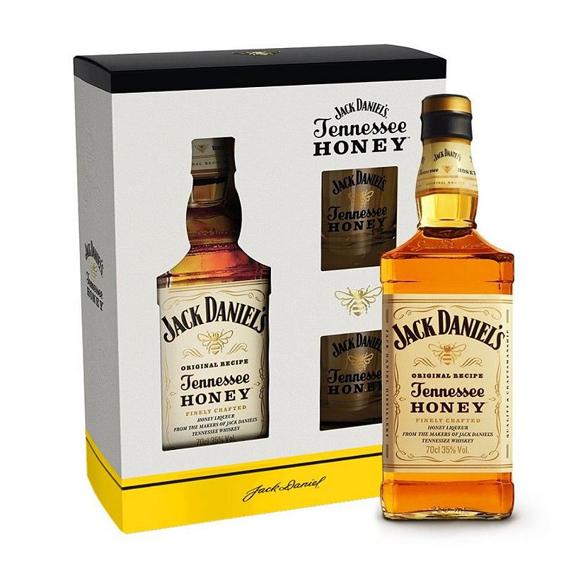 Kit Jack Daniel's Honey (750ml) + 2 Copos de Shot Personalizados