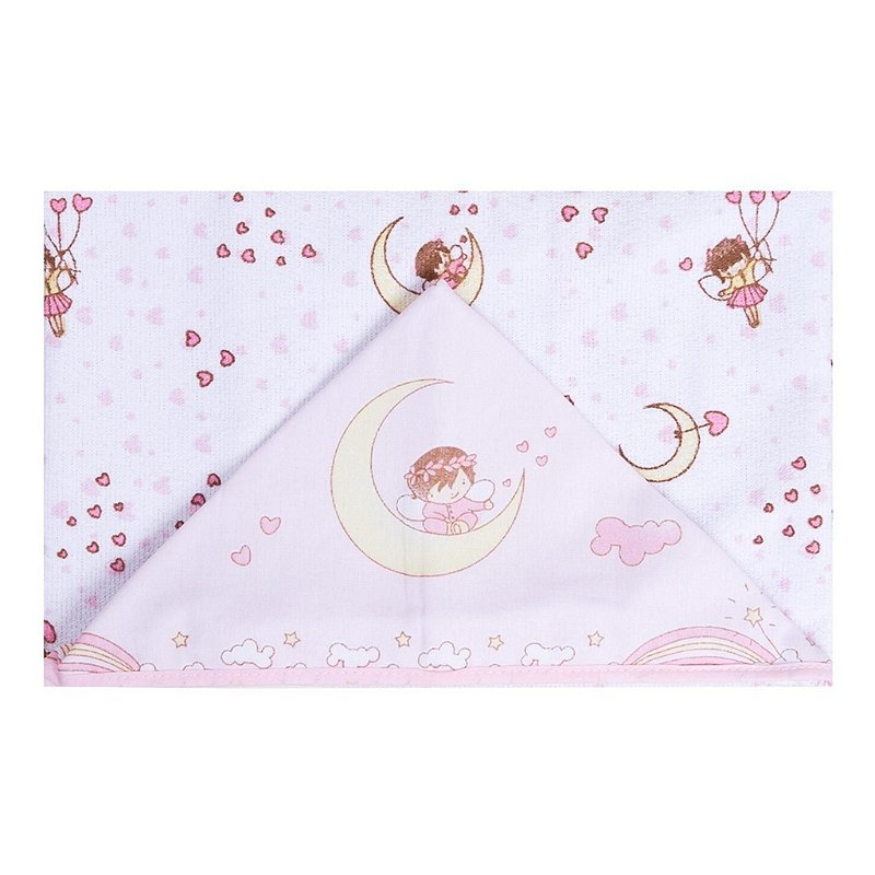 Toalha de Banho Bebê Felpuda com Capuz Lua Rosa Claro e Branca Feminino