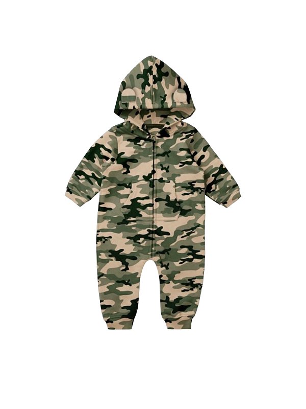 Macacão Infantil Bebê Quentinho Soft Verde Militar