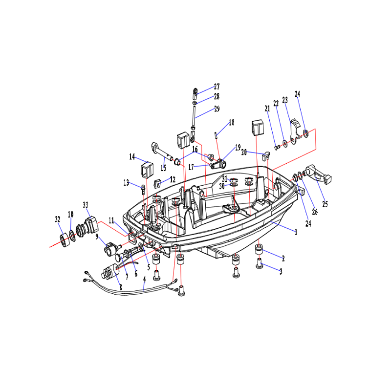 Motor De Popa Hidea 30 HP 30 FHEL(S)-YMH Vista Explodida Carenagem