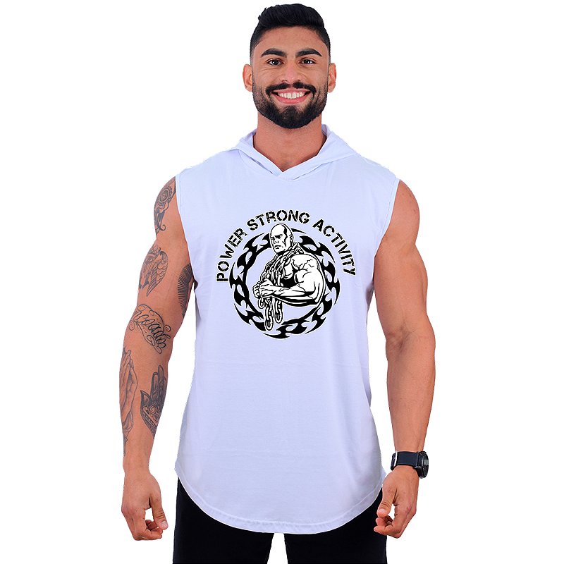 Camiseta Manga Longa Longline Com Touca Power Strong Activity - MXD Conceito