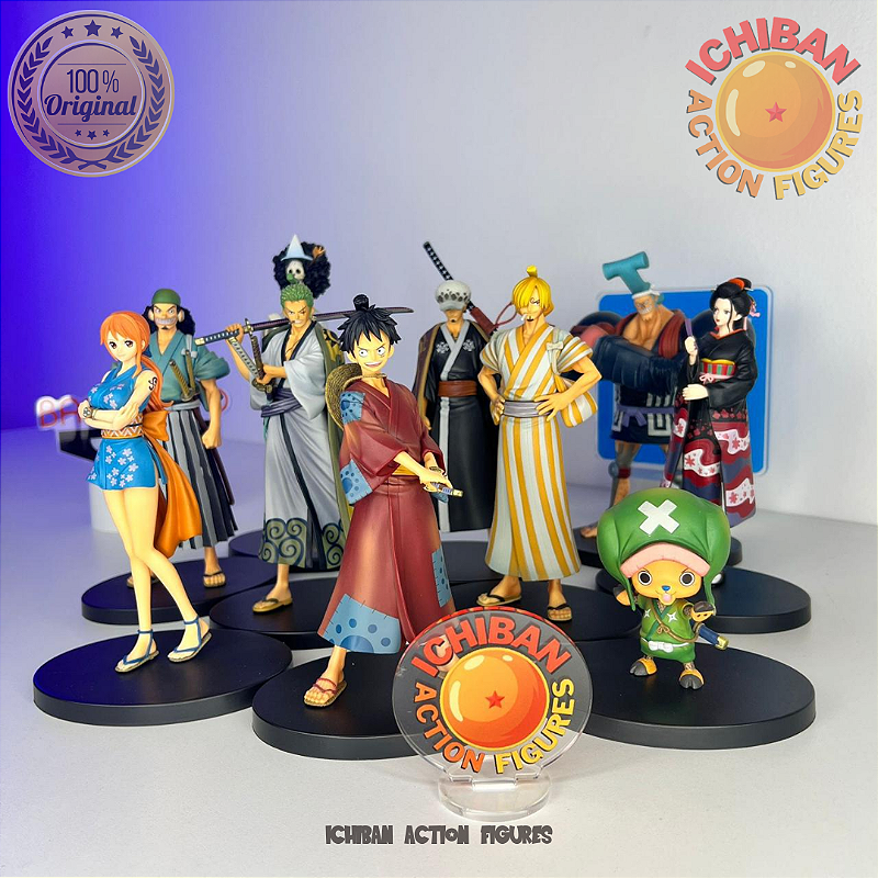 CONJUNTO 10 CHAPÉUS DE PALHA WANO ONE PIECE DXF BANPRESTO 100