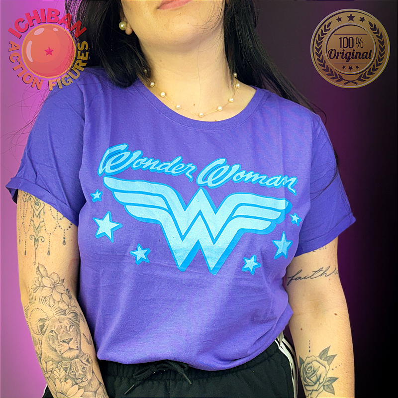 けめ CAMISETA WONDER WOMAN DC COMICS ROXA GG 100% ORIGINAL LICENCIADA