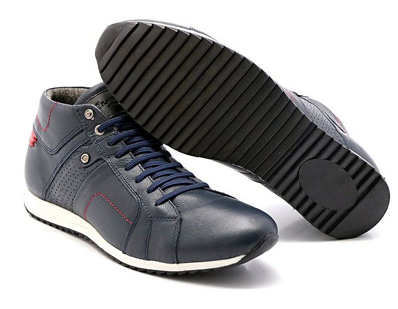 Sapatênis Masculino Cano Alto Couro Legítimo 1007