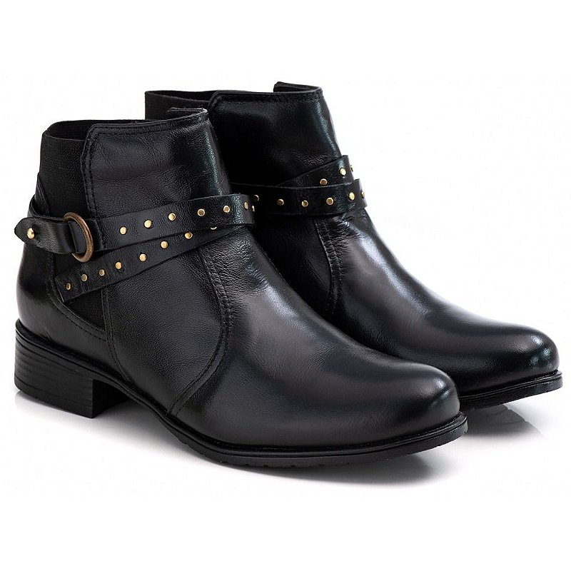 Bota Feminina De Couro Cano Baixo F-253