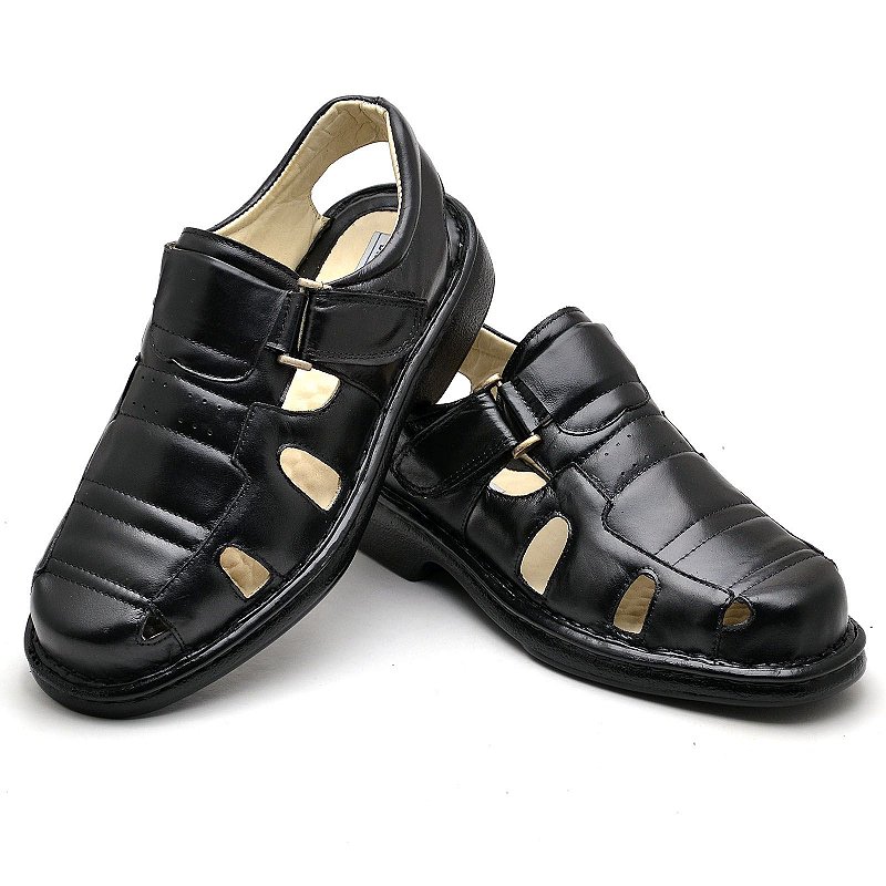 SANDÁLIA ANTI STRESS MASCULINA COURO CARNEIRO COMFORT - 3601
