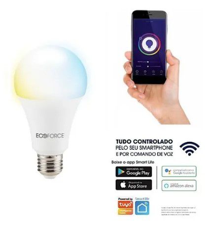 Smart Lampada Inteligente 15w Luz Led Branco Frio Comando Voz Google Alexa  Wifi