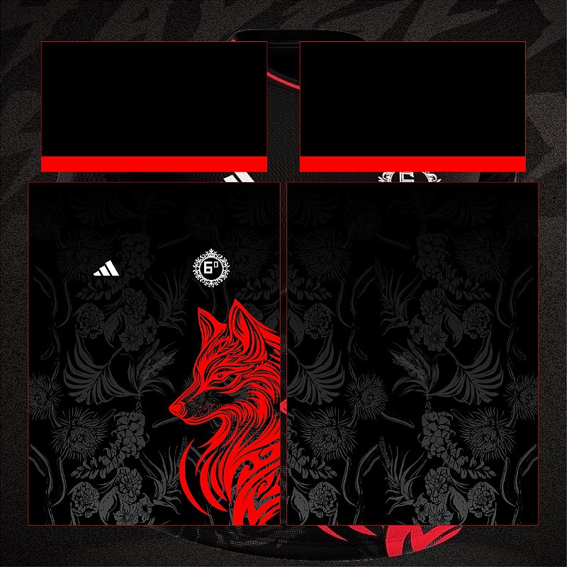 Template Camisa InterClasse Lobo Vermelho Tribal Vetor