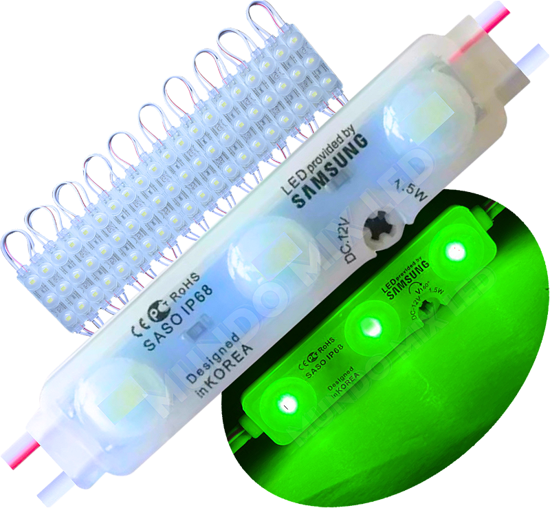 Módulo Led 5830 Chip Samsung Coreano IP68 Verde Puro 3-led Lente 170º ...