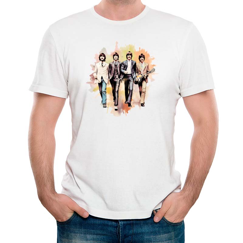 Camiseta Premium Beatles Aquarela