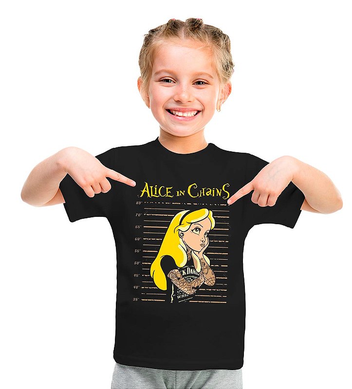 Camiseta Alice in Chains Alice in Jail Unissex Infantil Preta - Roquenrou