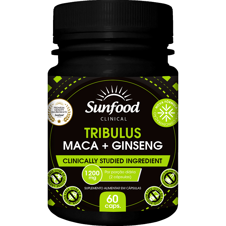 Tribulus + Maca + Ginseng 1200mg 60 cápsulas - Sunfood - Nutricentral  Suplementos e Vitaminas em Brasília-DF