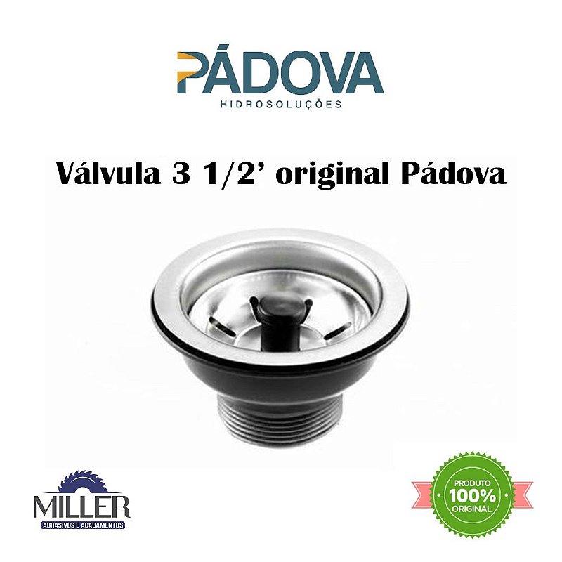 Ralo de Pia Válvula Americana 3 1/2' Aço Inox - Pádova