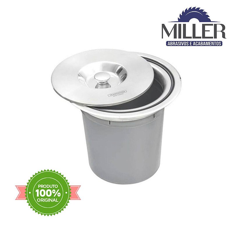 Lixeira de Embutir Tramontina Clean Round em Aço Inox com Balde Plástico 5 L