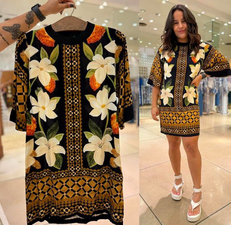 Vestido T-Shirt Lenço Floral Biribá (SEM TROCA)