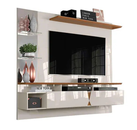 Painel para TV até 55 polegadas Intense Off White / Damasco ou Cinza