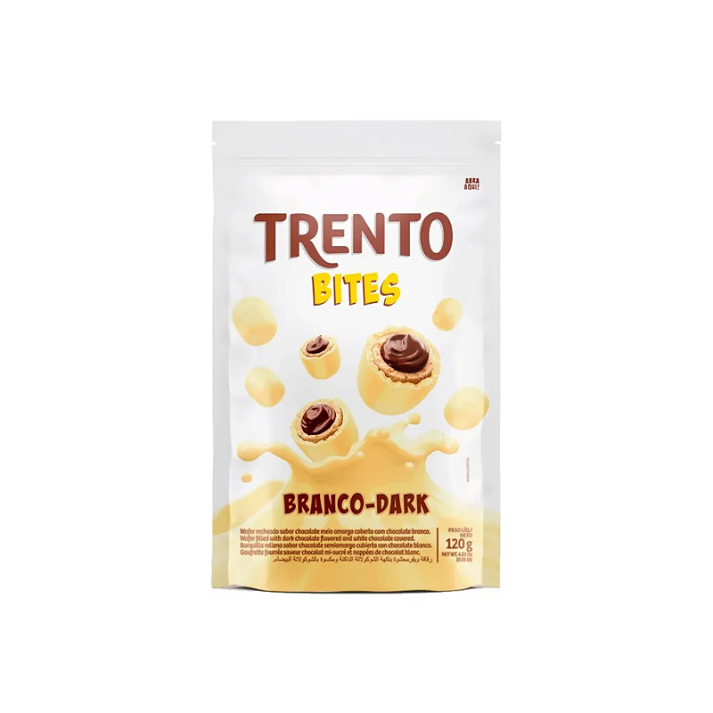 Chocolate Wafer TRENTO Stand Up Branco - 120g - Santa Cruz Doces