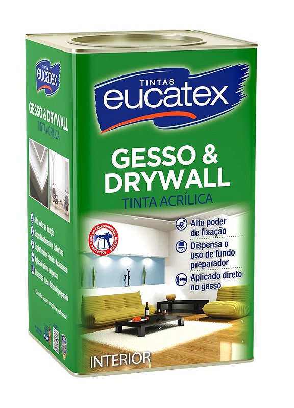 Tinta Gesso/Drywall Eucatex 18L - Branco - Tocco - Tudo para sua reforma e  construção