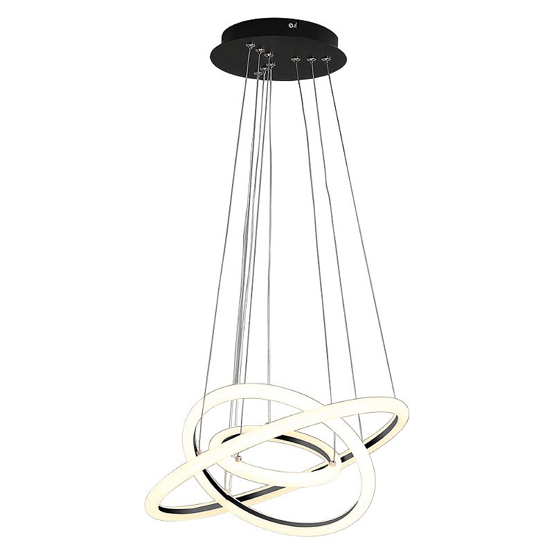 Lustre Pendente Space Orbital Triple Preto 49W 3K 40Cm Llumm