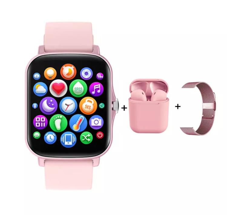 relógio smartwatch rose com fone de ouvido