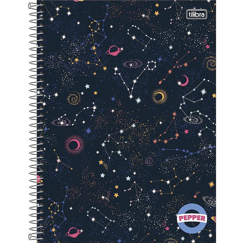 CADERNO UNIV CAPA DURA ESPIRAL MATÉRIAS FOLHAS CONSTELAÇÃO TILIBRA PEPPER FEM