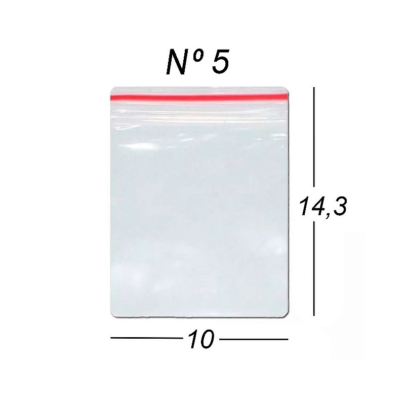 Saco Zip N° 5 10X14,3CM Pacote Com 100Un MM Comércio